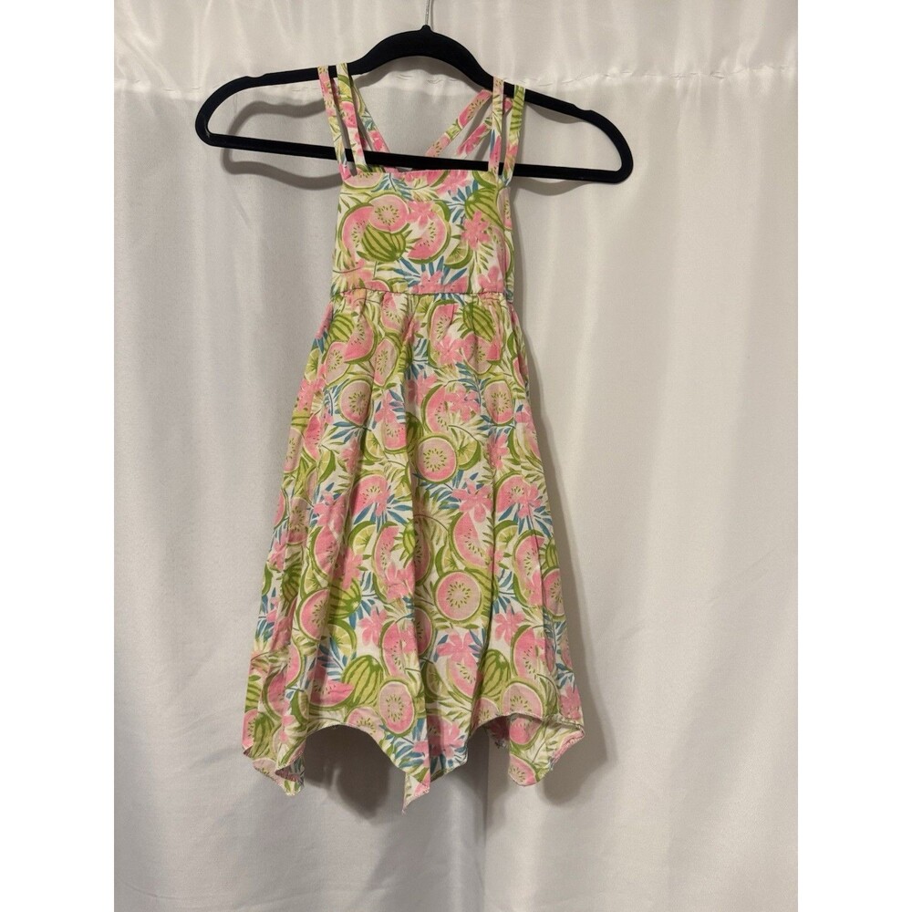 Tommy Bahama Girls Hi-Low Floral Sundress Pink Green Size 5 Adjustable Straps